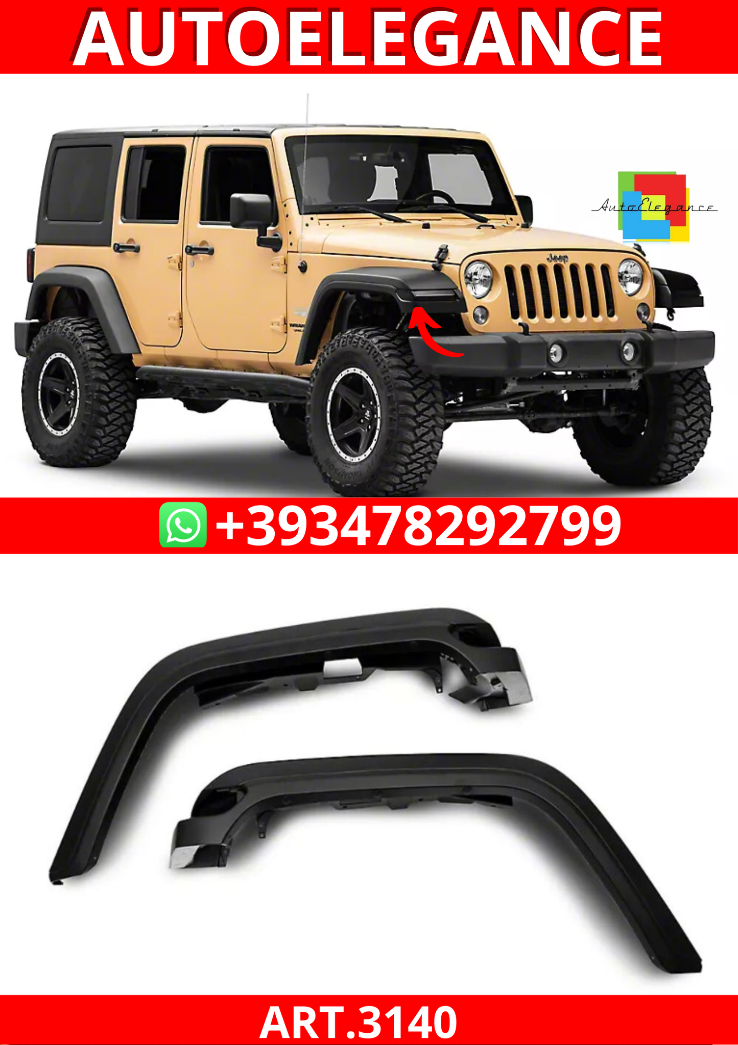 ART.3140 Parafanghi con indicatori JEEP WRANGLER 07-18