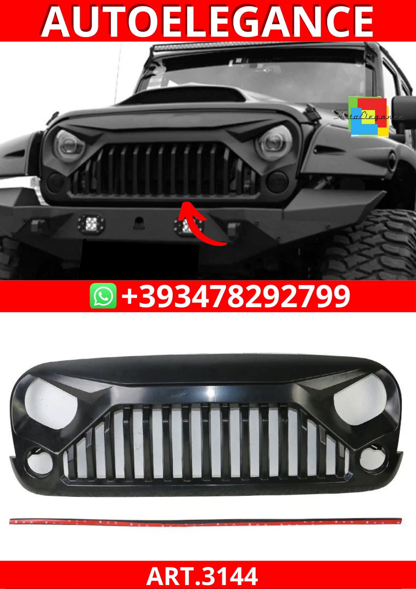 ART.3144 Griglia superiore JEEP WRANGLER 18-23