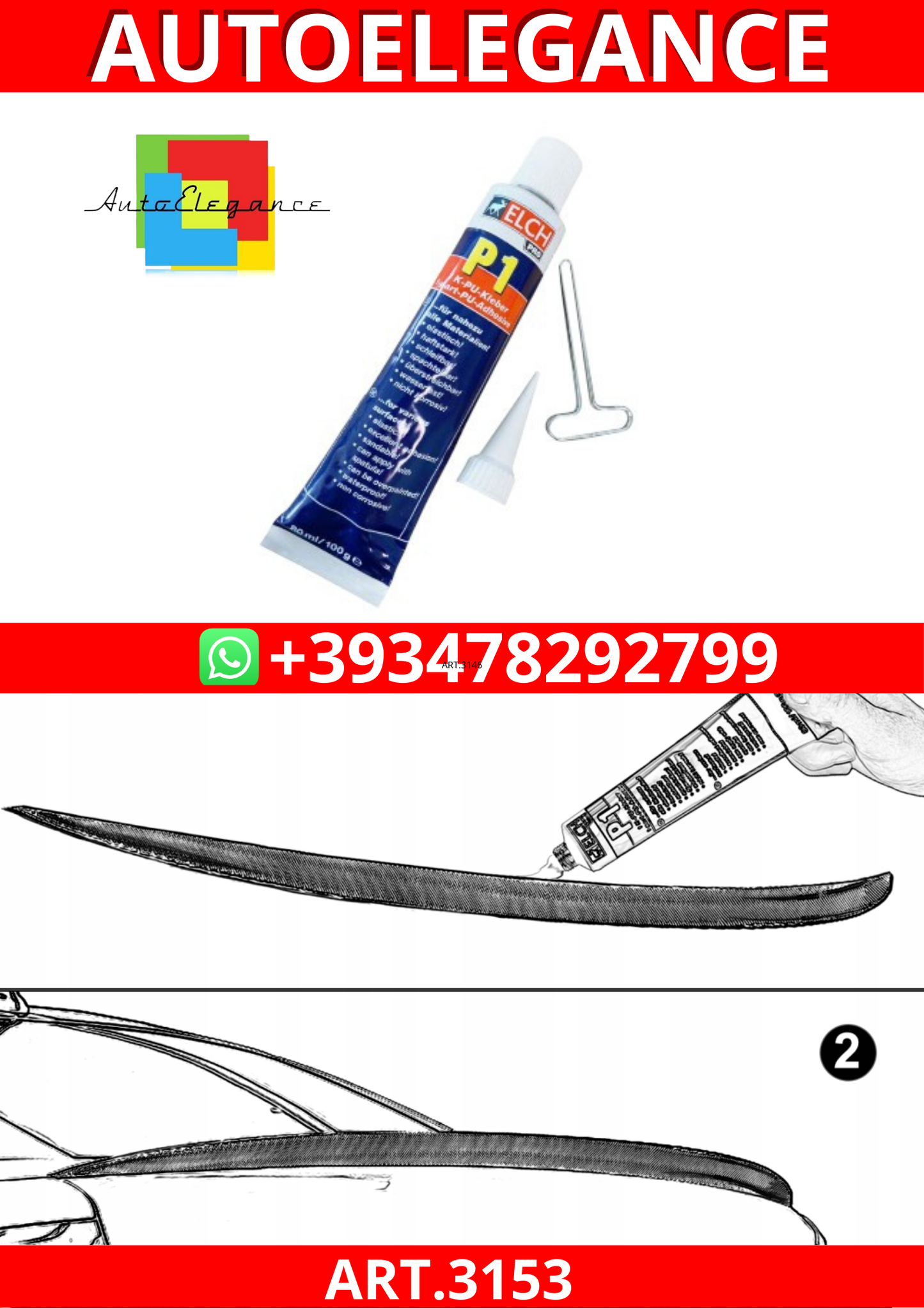 ART.3153  Adesivo per spoiler - ELCH PRO P1