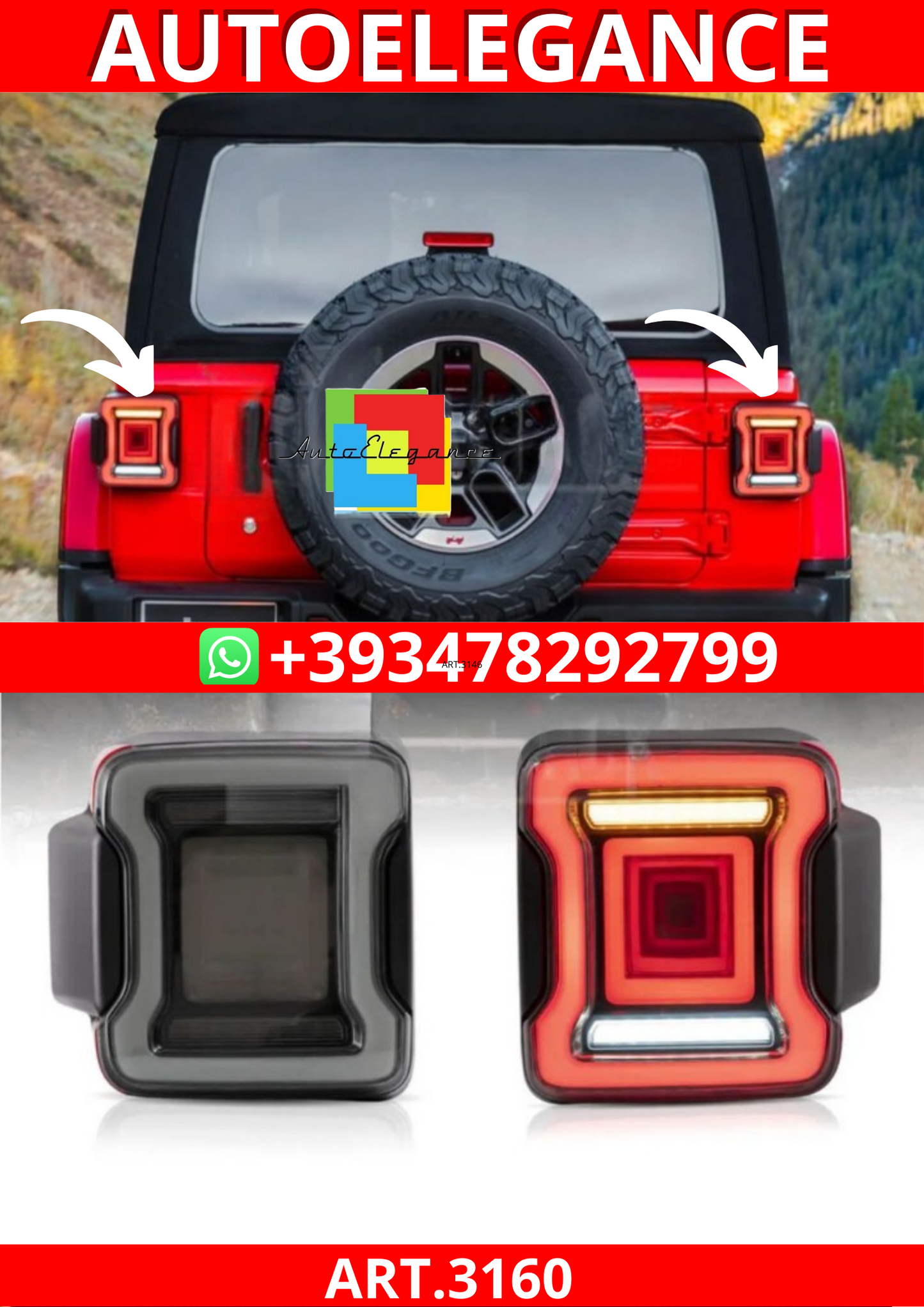 ART.3160  Fanali posteriori VLAND Smoke Black JEEP  WRANGLER 18-23