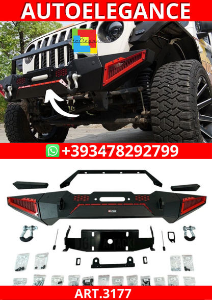 ART.3177 Paraurti anteriore Rings,Bull Bar e piastra verricello JEEP WRANGEL