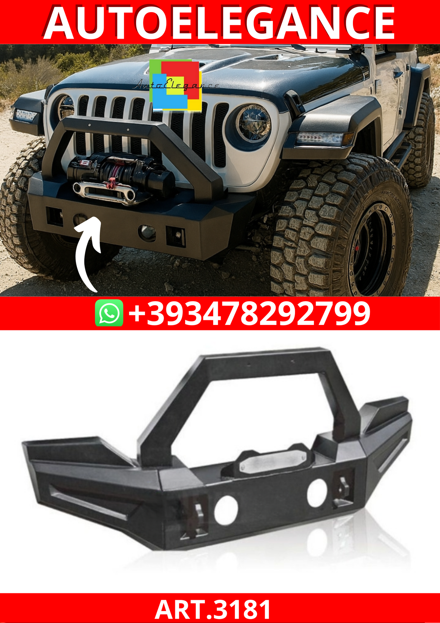 ART.3181 Paraurti anteriore modulare Ring,Bull Bar JEEP WRANGLER