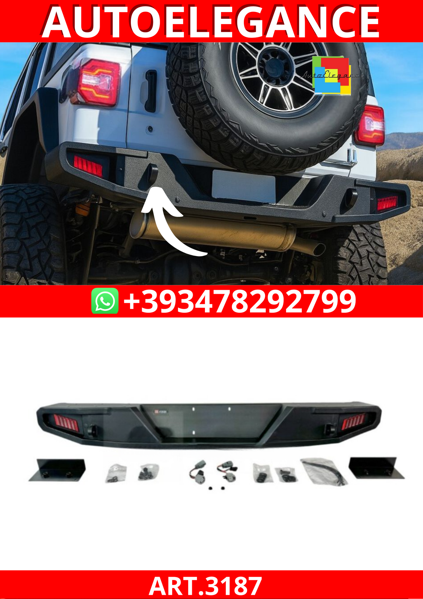 ART.3187  Paraurti posteriore Fendinebbia a LED JEEP  WRANGLER 07-17
