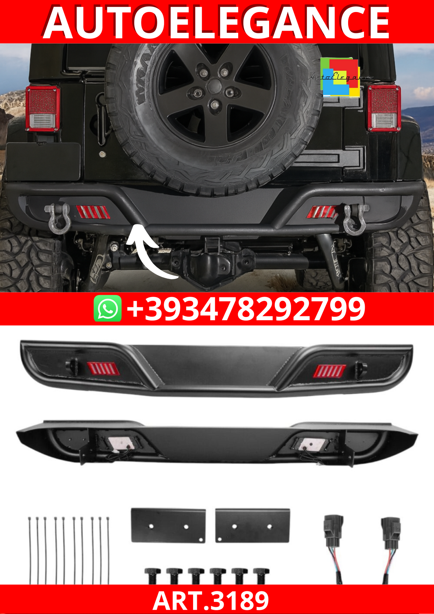 ART.3189 Paraurti posteriore Fendinebbia a LED JEEP WRANGLER 07-17