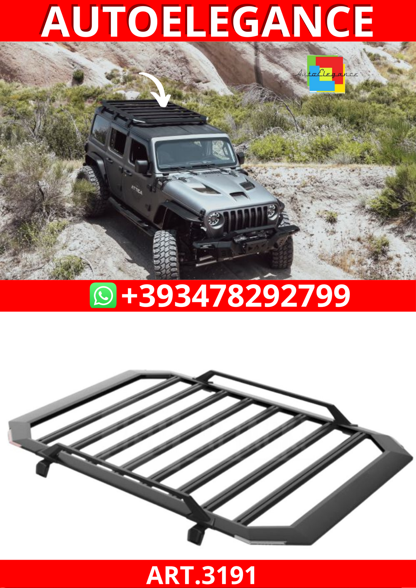 ART.3191  Portapacchi con illuminazione a LED JEEP WRANGLER 18-24