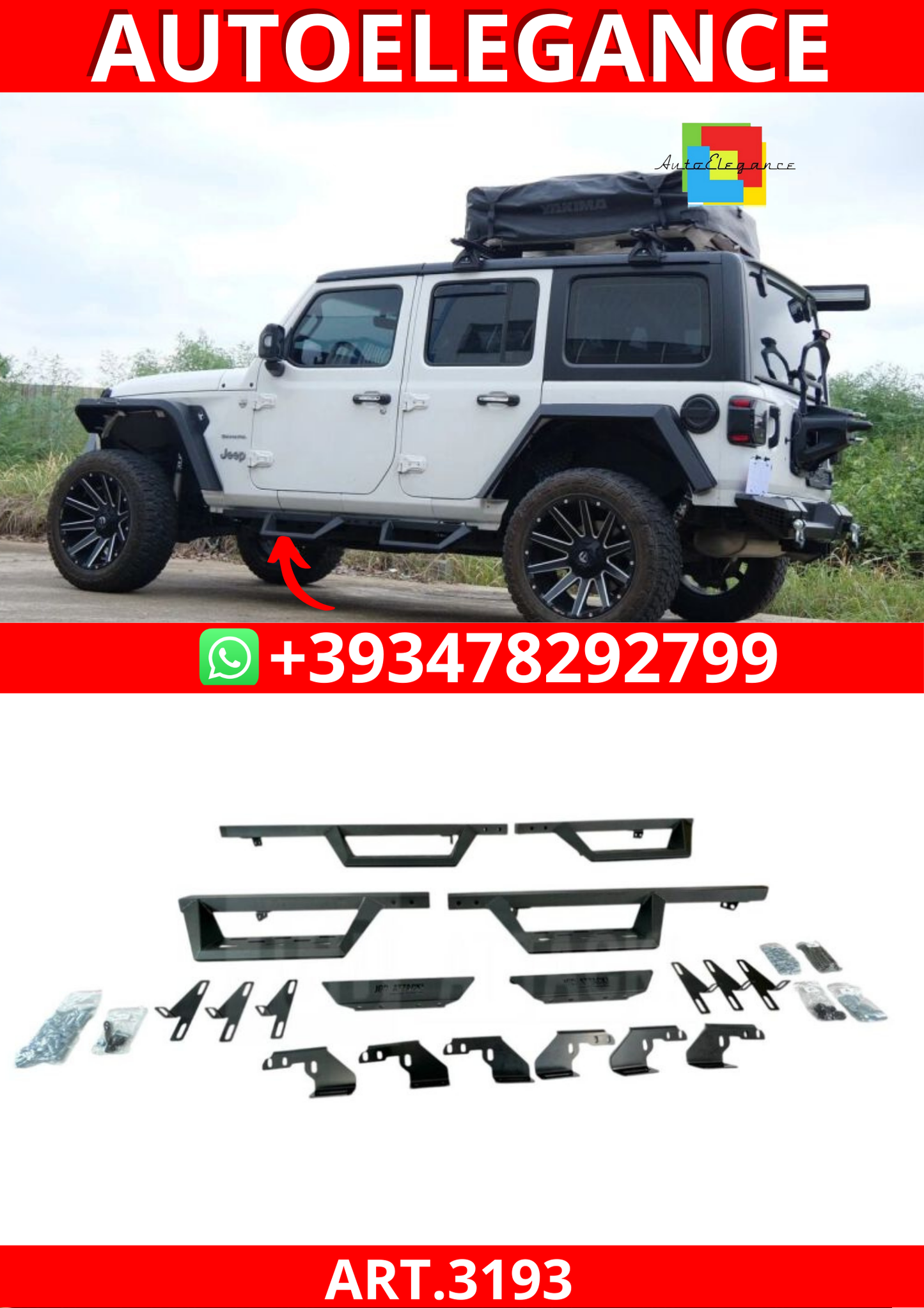 ART.3193  Pedane laterali in acciaio JEEP  WRANGLER 18-24