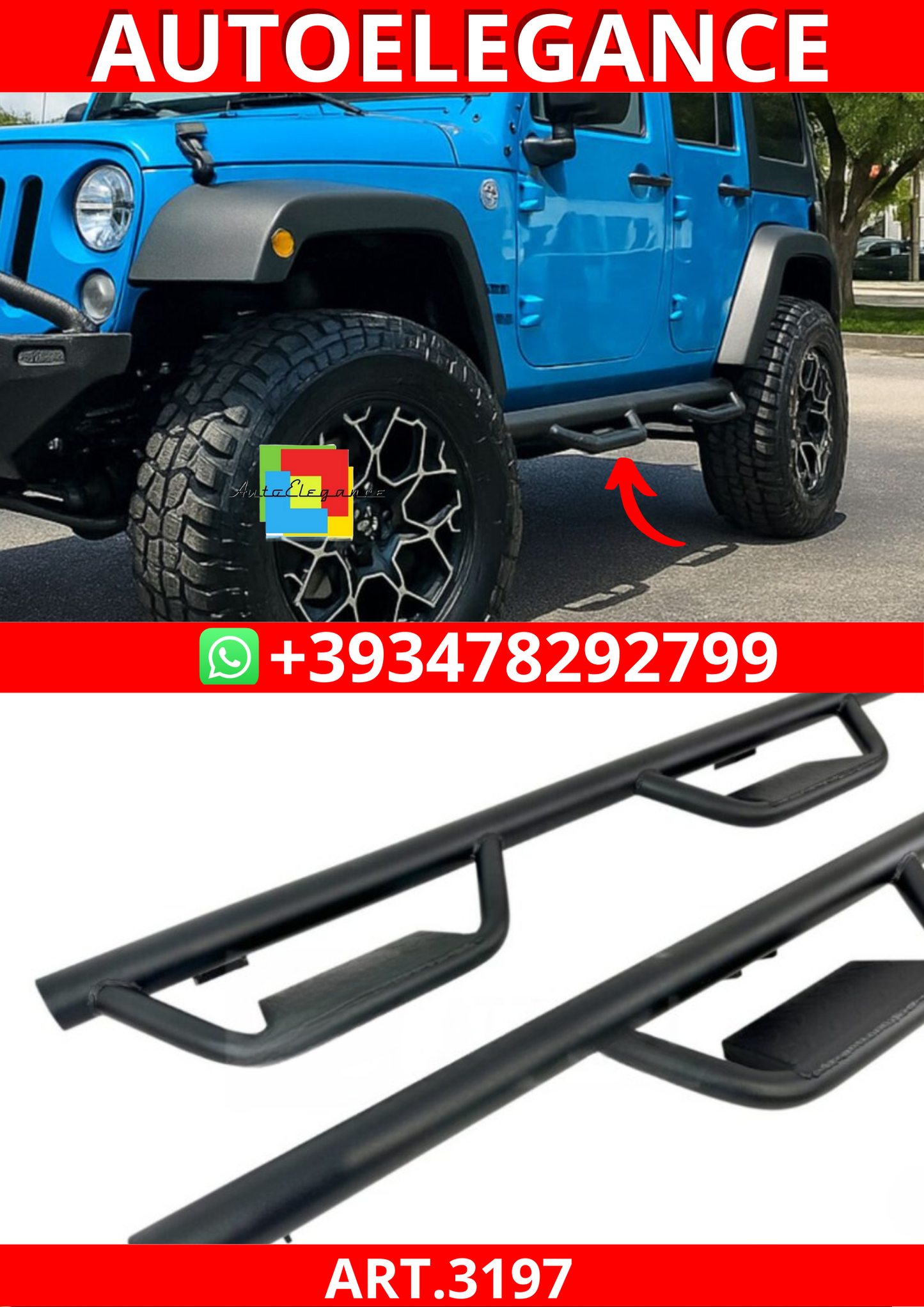 ART.3197 Pedane laterali in acciaio JEEP WRANGLER 07-17