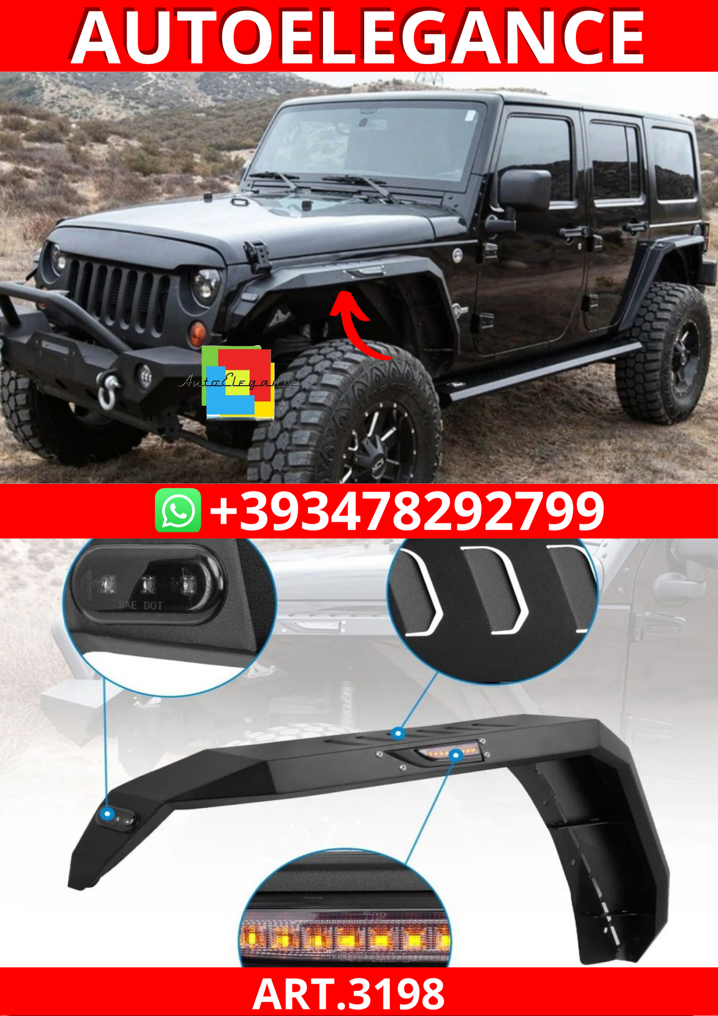 ART.3198 Parafanghi con illuminazione a LED V1 JEEP WRANGLER 07-17