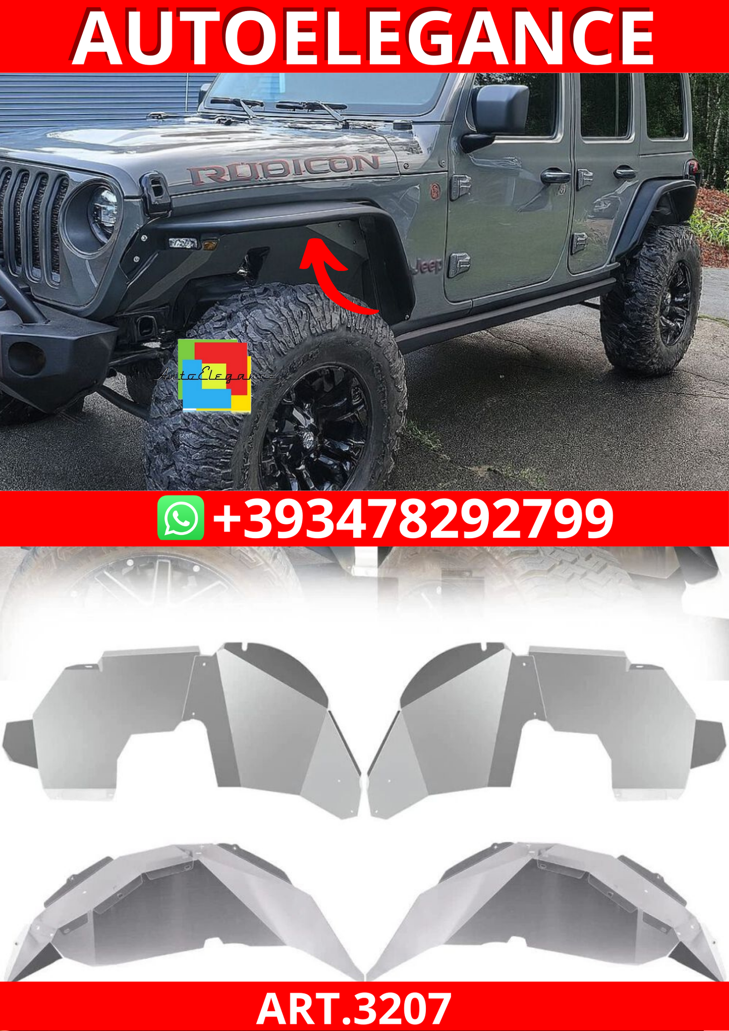 ART.3207  Rivestimenti parafango anteriori e posteriori JEEP WRANGLER  18-24