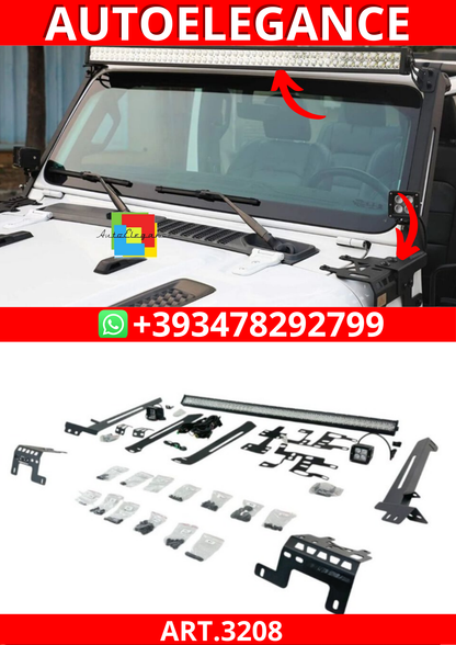 ART.3208 Staffe di montaggio del montante A luci+barra LED JEEP WRANGLER 18+