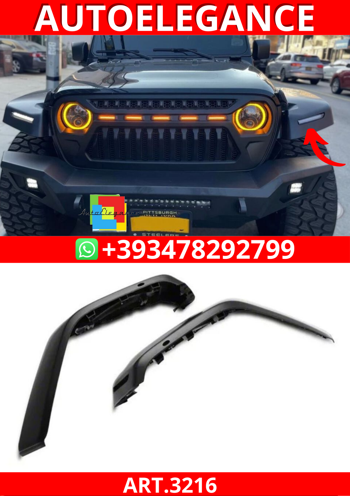 ART.3216  Parafango anteriore Flares con DRL JEEP WRANGLER 18-24