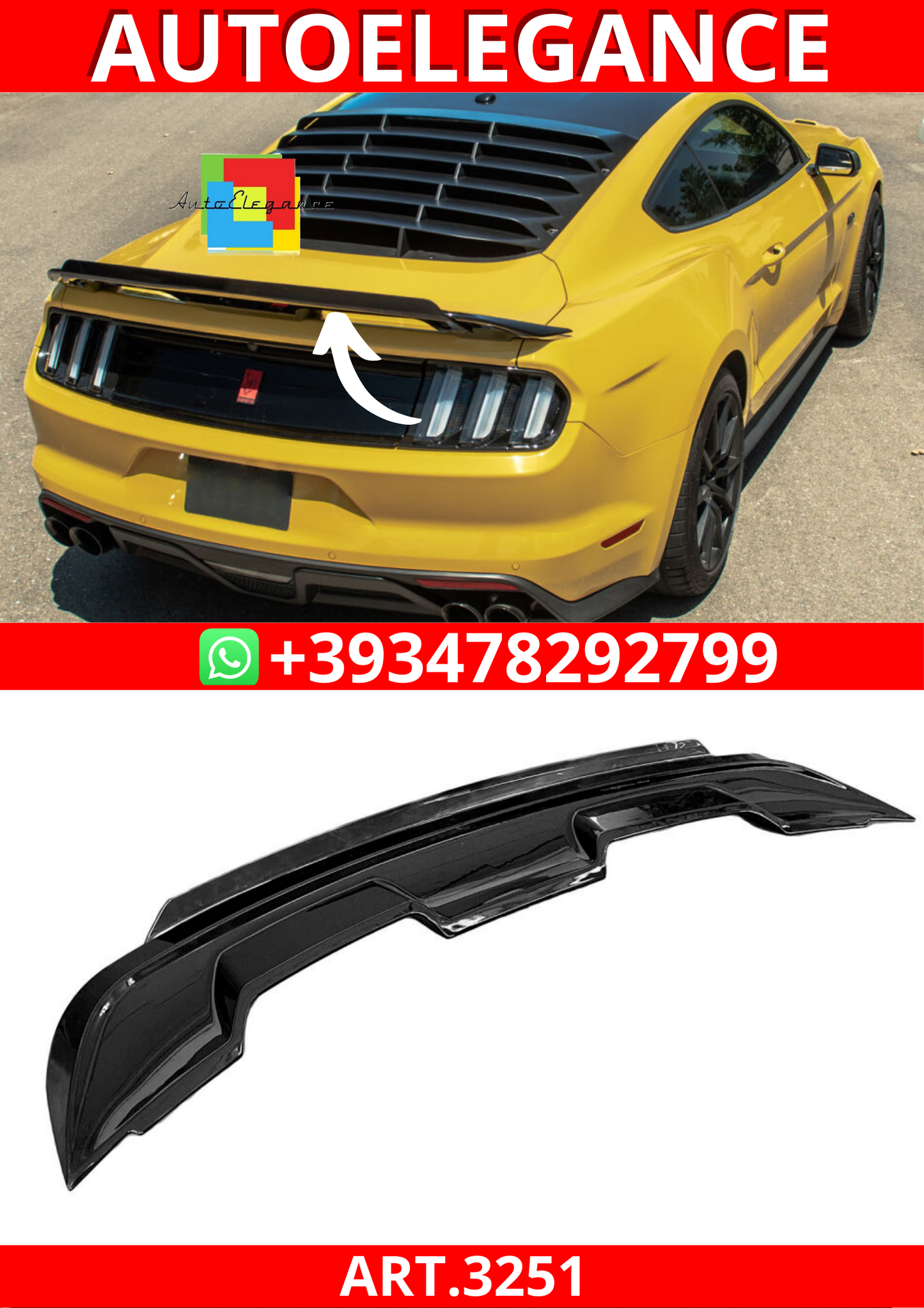 ART.3251 Spoiler posteriore   Nero lucido FORD MUSTANG 15-23