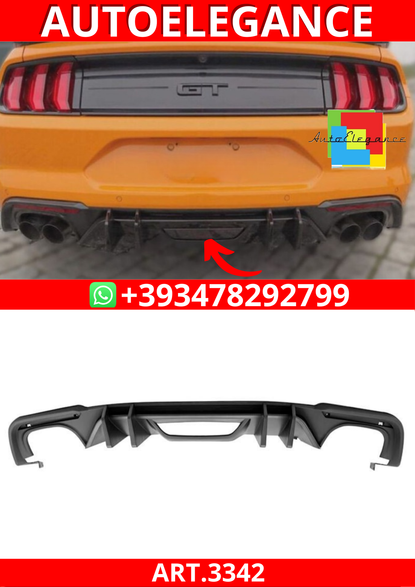 ART.3342  Diffusore posteriore FORD MUSTANG 18-23 GT