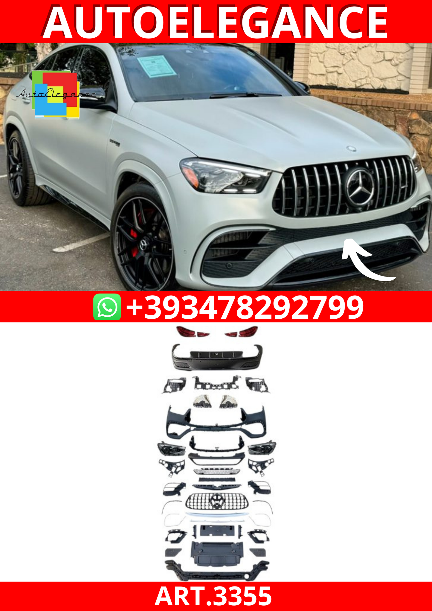 ART.3355  BODYKIT GLE63 AMG 2024+ Look Mercedes GLE Coupe(C167) 2019-2023