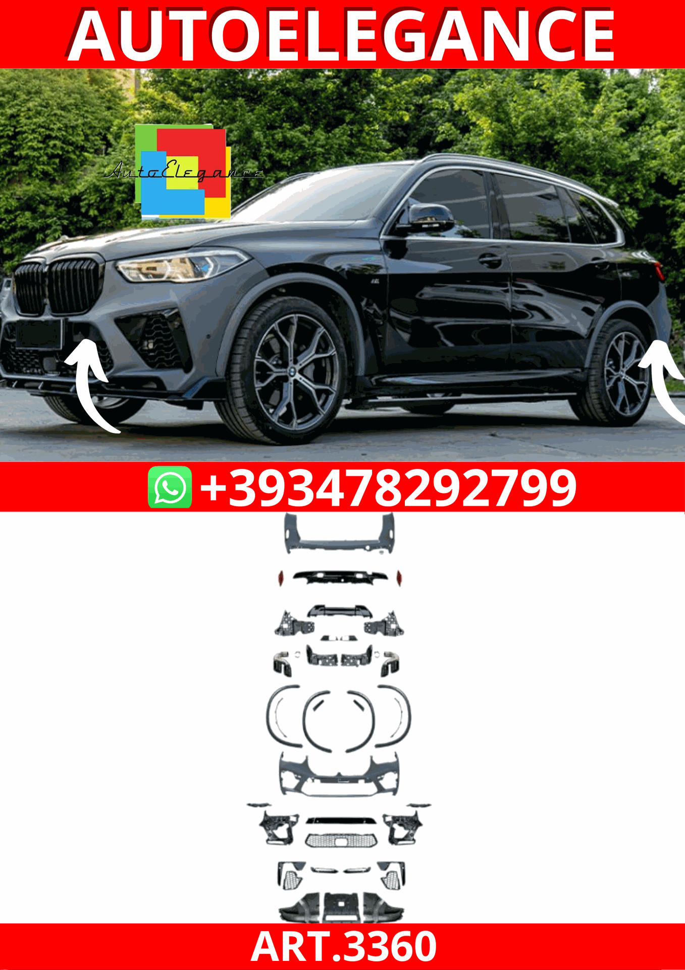 ART.3360 BODYKIT X5M Look per BMW (G05) 2019-2023