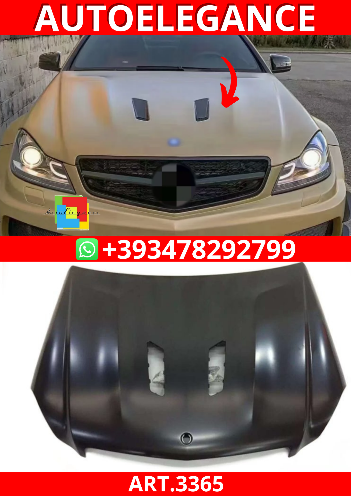 ART.3365   Cofano C63 AMG Mercedes Classe C W204 2011-2014