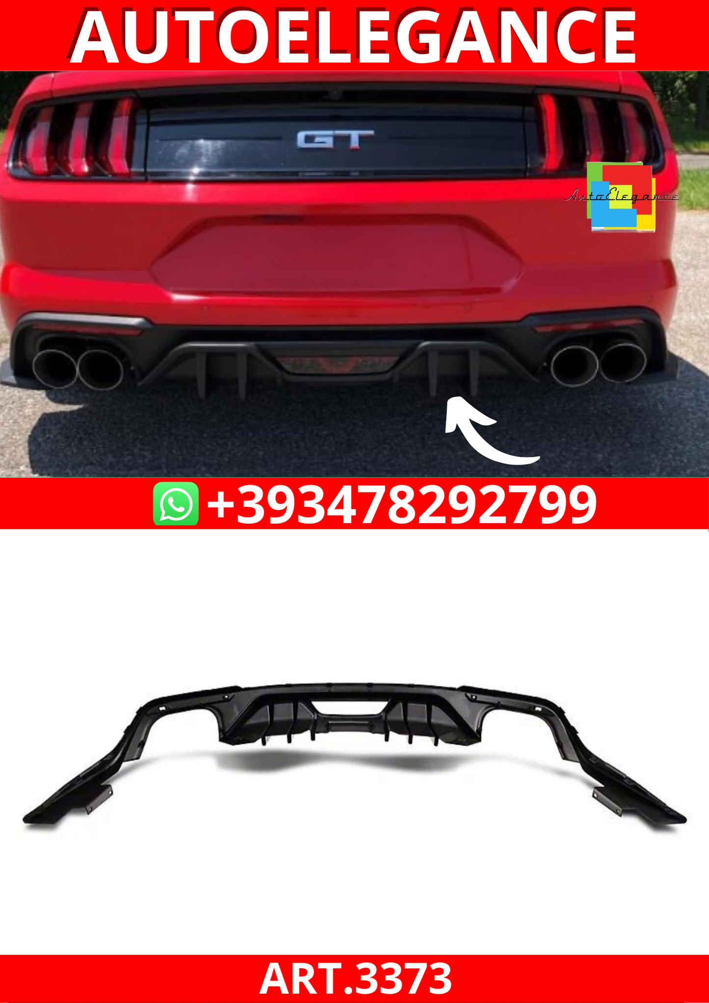 ART.3373 Diffusore posteriore FORD MUSTANG 18-23 GT Premium