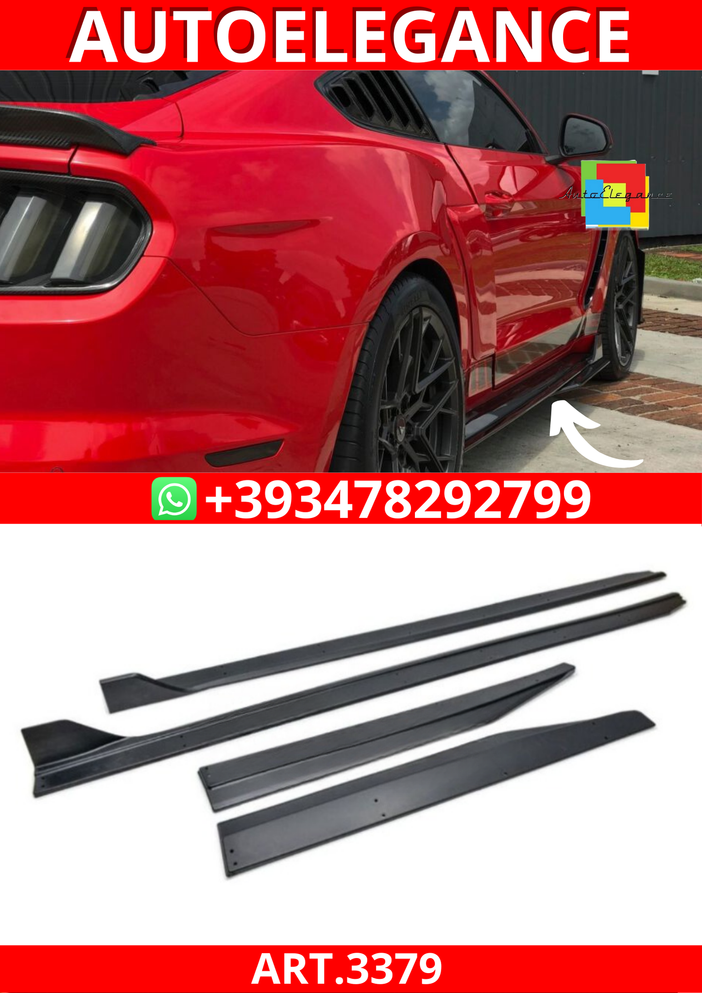 ART.3379 Minigonne laterali-Stile GT500 FORD MUSTANG 15-23