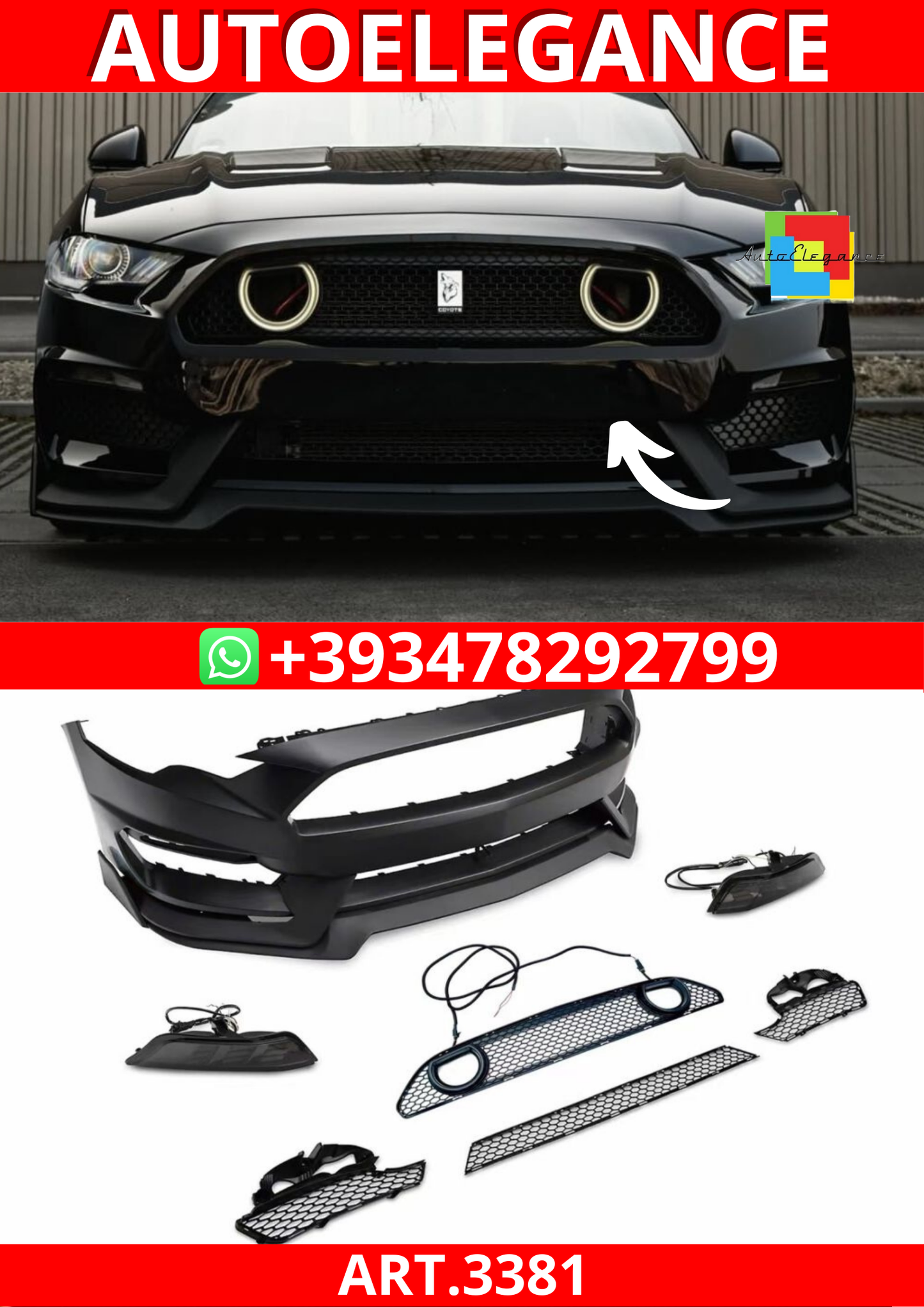 ART.3381 Paraurti anteriore e indicatori di direzione  LED/DRL FORD MUSTANG
