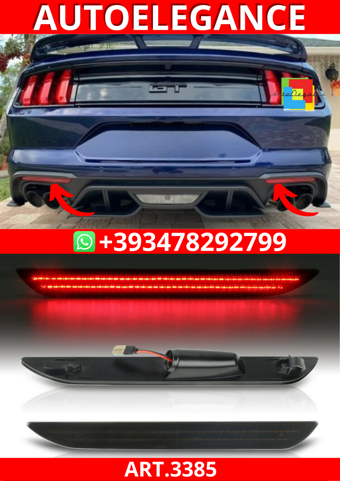 ART.3385  Indicatori laterali paraurti posteriore Doppio LED FORD MUSTANG