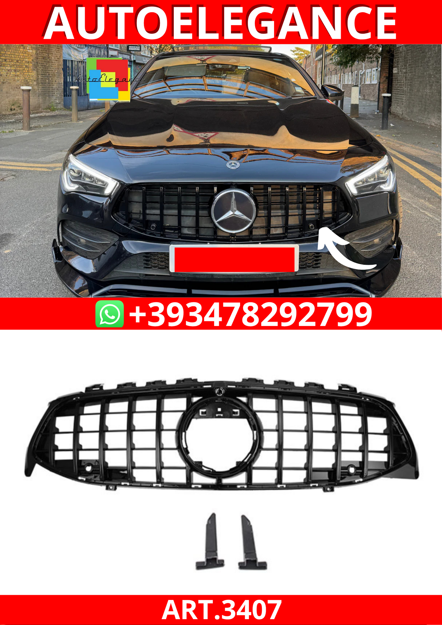 ART.3407 Griglia Mercedes CLA (C118) (2019-On) Panamericana GT Nero