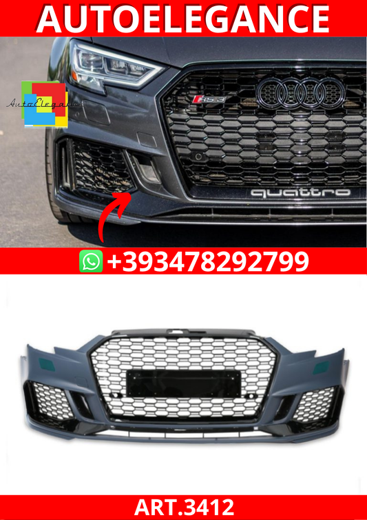 ART.3412 Paraurti anteriore RS3 Look Audi A3 8V Berlina Facelift 2016-2019