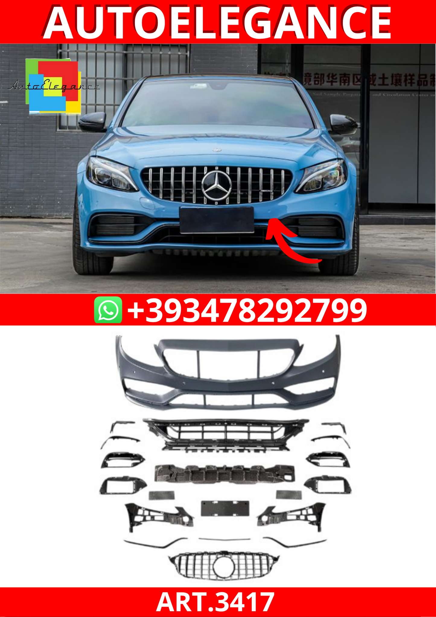 ART.3417  Paraurti anteriore C63 Look Mercedes Classe C W205 14-18