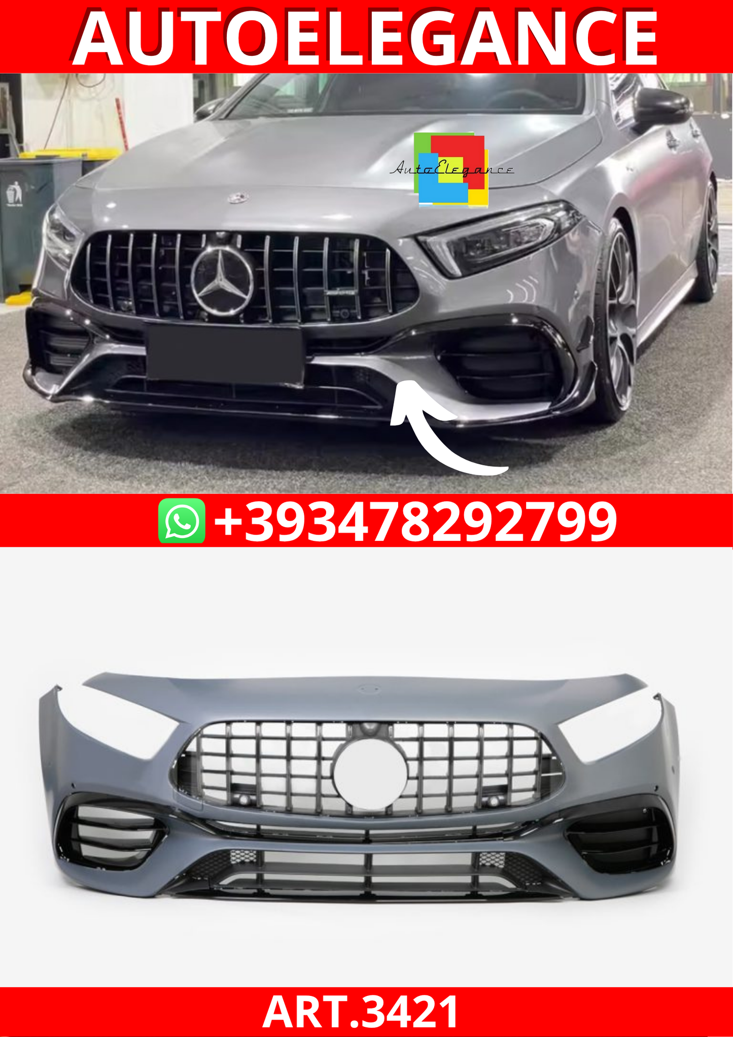 ART.3421 Paraurti anteriore A45 AMG Mercedes Classe A W177 2018+