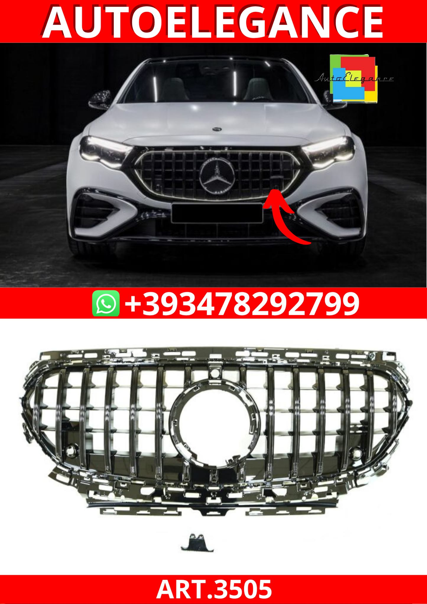ART.3505 Griglia E63 AMG  Mercedes Classe E W214 2023+ Panamericana  Nero
