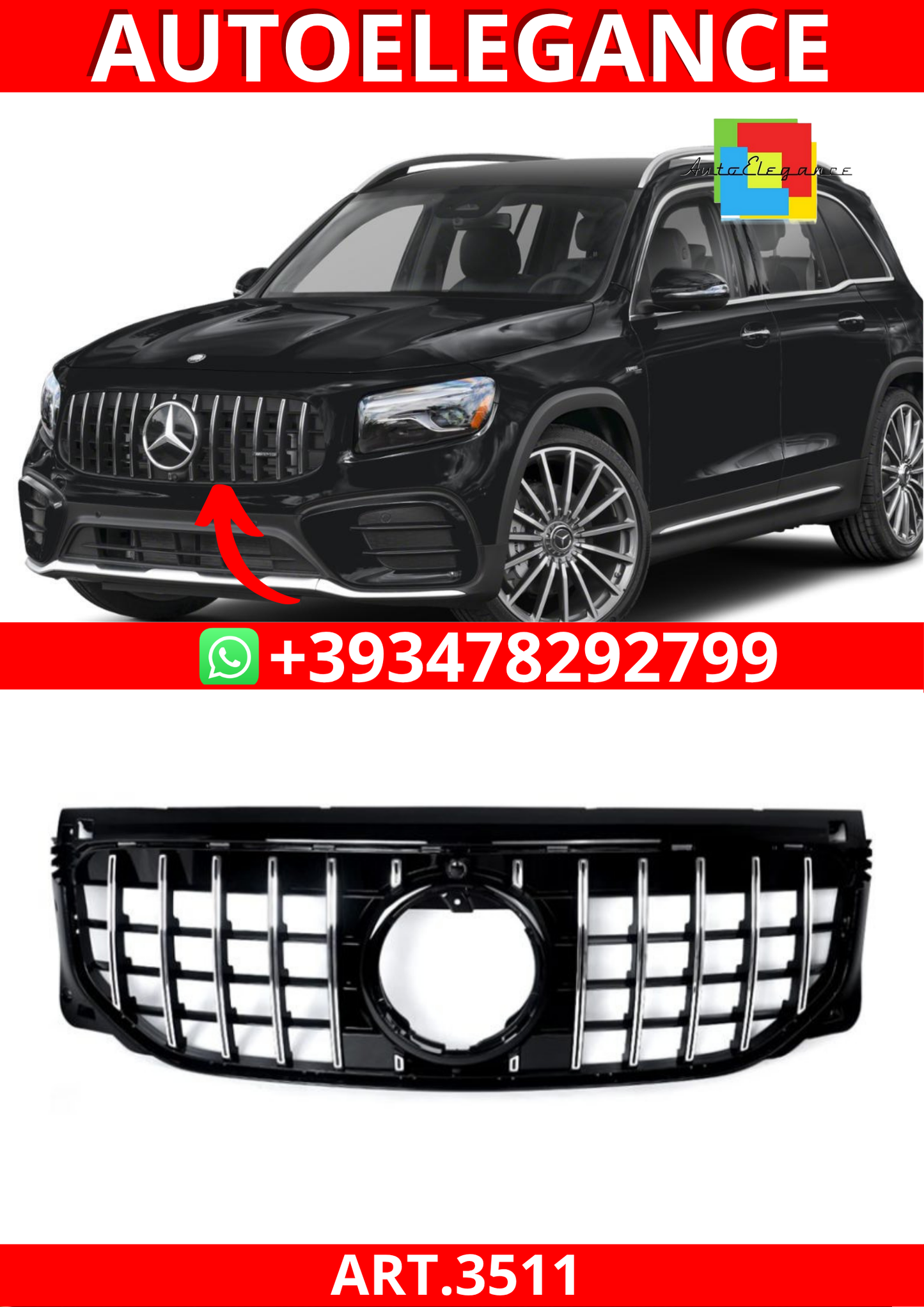 ART.3511  Griglia Cromata Mercedes GLB X247 Facelift (2023+) Panamericana