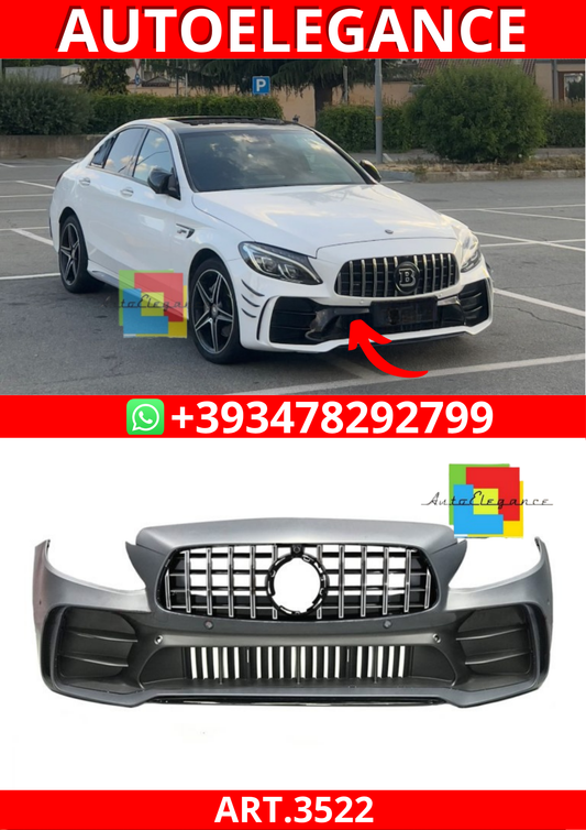 ART.3522  Paraurti anteriore griglia cromata Mercedes Classe C W205 13-18 GT