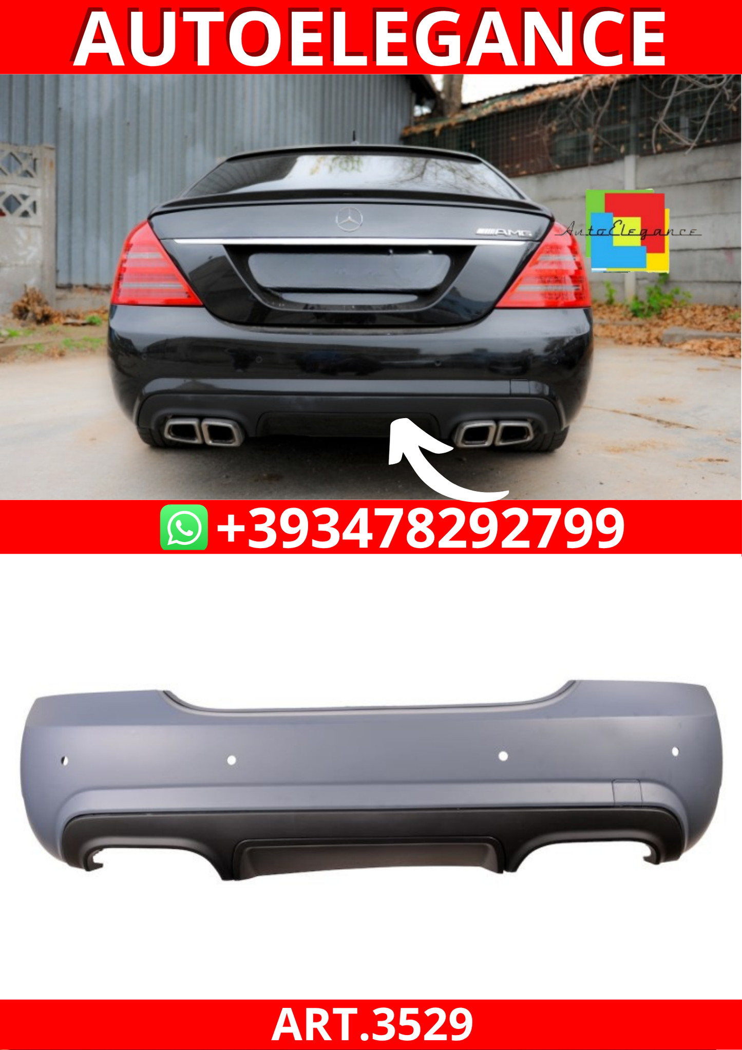 ART.3529 Paraurti posteriore AMG Look per Mercedes Classe S W221 05-13