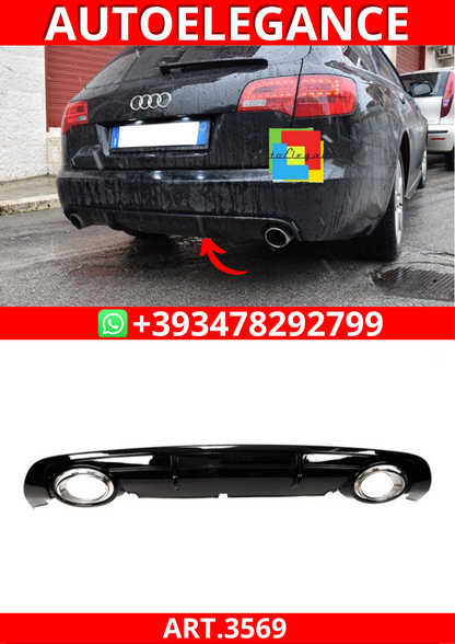 ART.3569 Diffusore RS6 Look per Audi A6 C6 (4F) 2008-2011 Nero Lucido