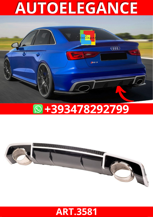 ART.3582 Diffusore RS3 Look per Audi A3 (8V) 2012-2015 Nero Lucido