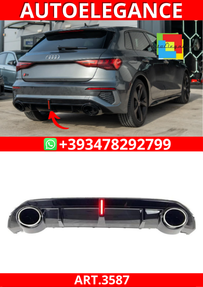 ART.3587 Diffusore  luce di stop LED Audi A3 (8Y)2020+S-Line nero lucido