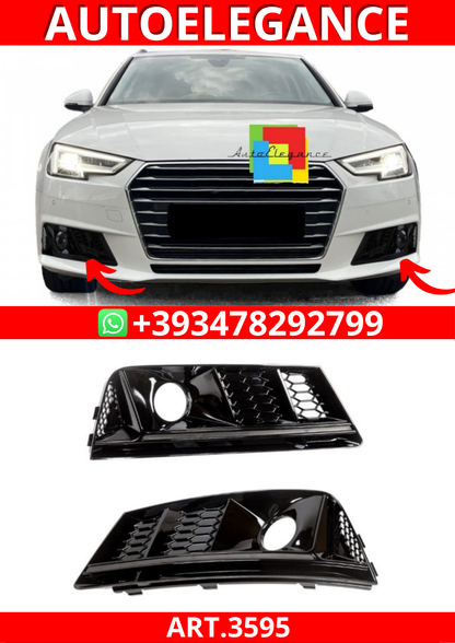 ART.3595 Set copri fendinebbia sportivi RS4  Audi A4 B9 8W 15-19 nero lucido