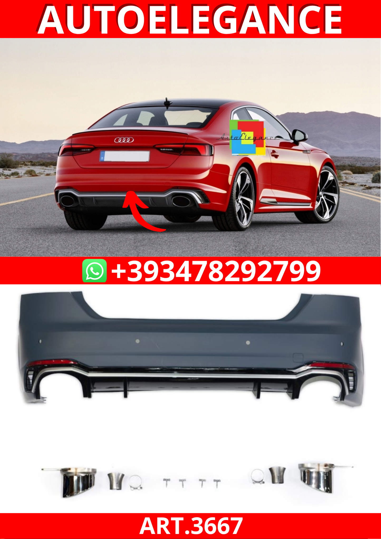 ART.3667 Paraurti posteriore RS5 Look  Audi A5 (F5) 2016-2019