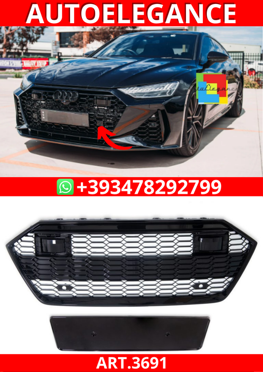 ART.3691  Griglia RS7 Look per Audi A7 (4K) (2017-On) Nero Lucido