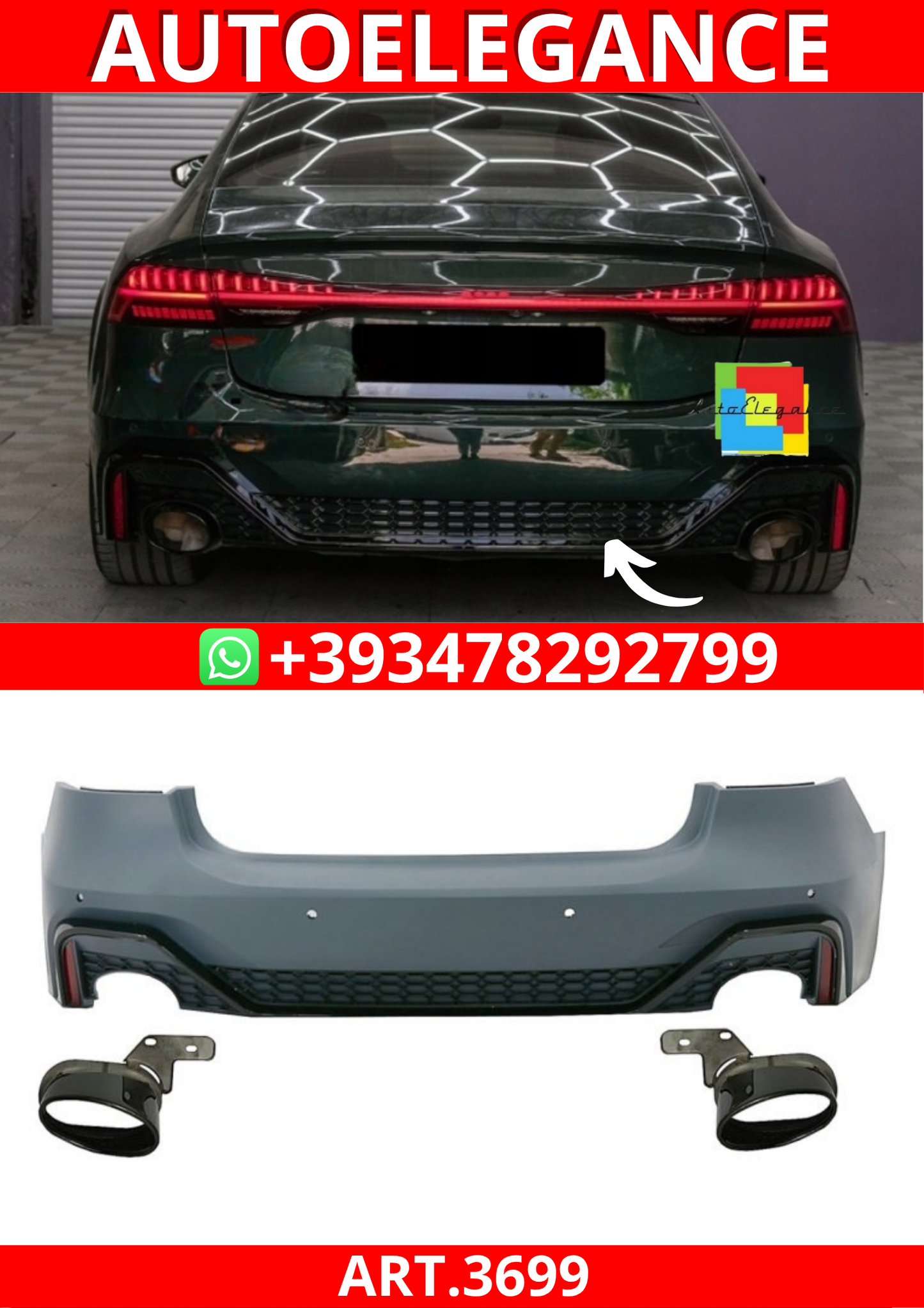 ART.3699 Paraurti posteriore RS7 Look Audi A7 4K Sportback 2017+