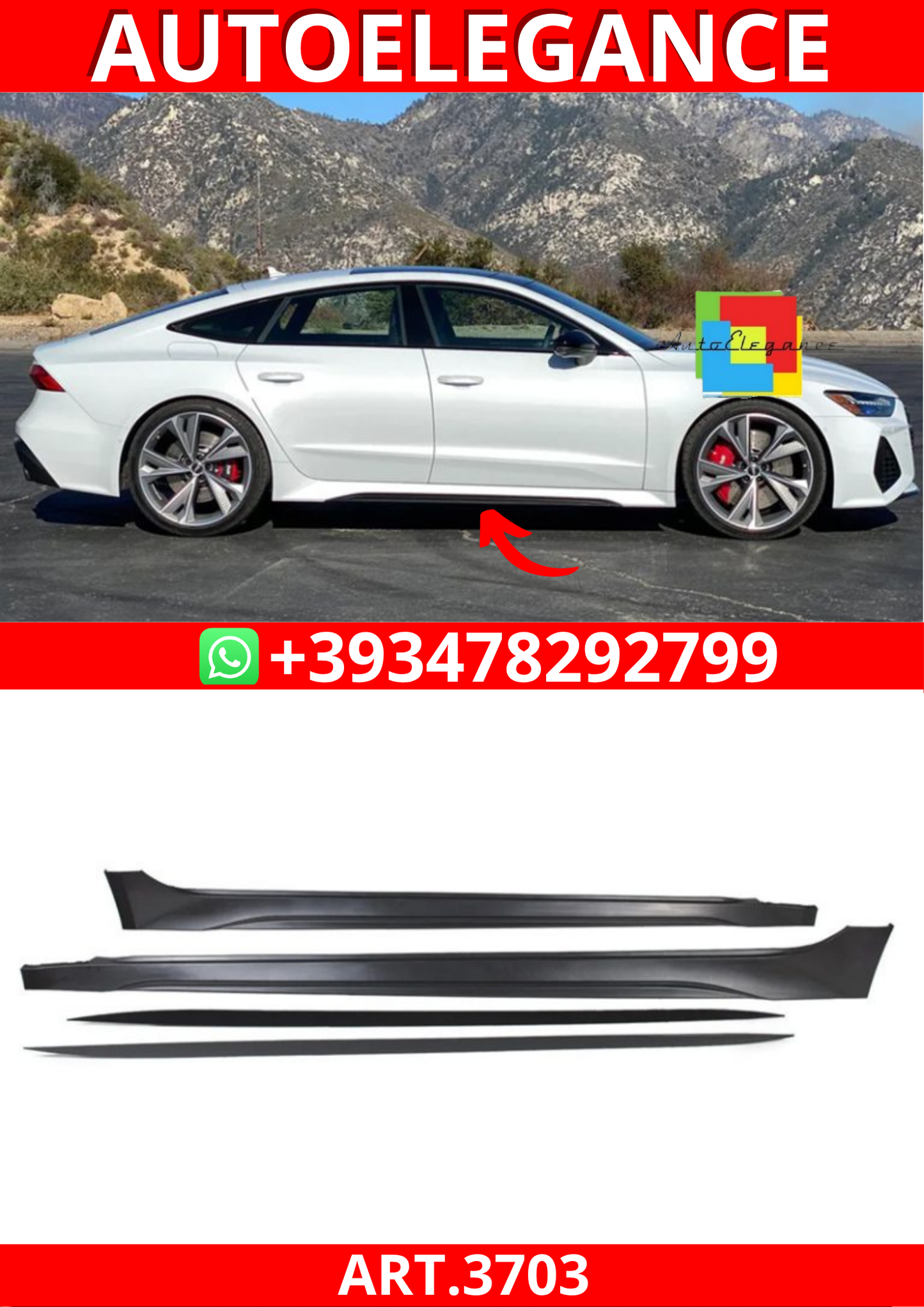 ART.3703 Minigonne laterali RS7 Look per Audi A7 4K Sportback 2017-On