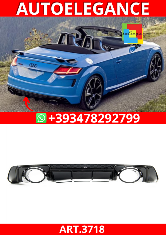 ART.3718  Diffusore TT RS Look per Audi TT (FV, 8S) 2014-On Nero Lucido per Paraurti Standard Nero Lucido