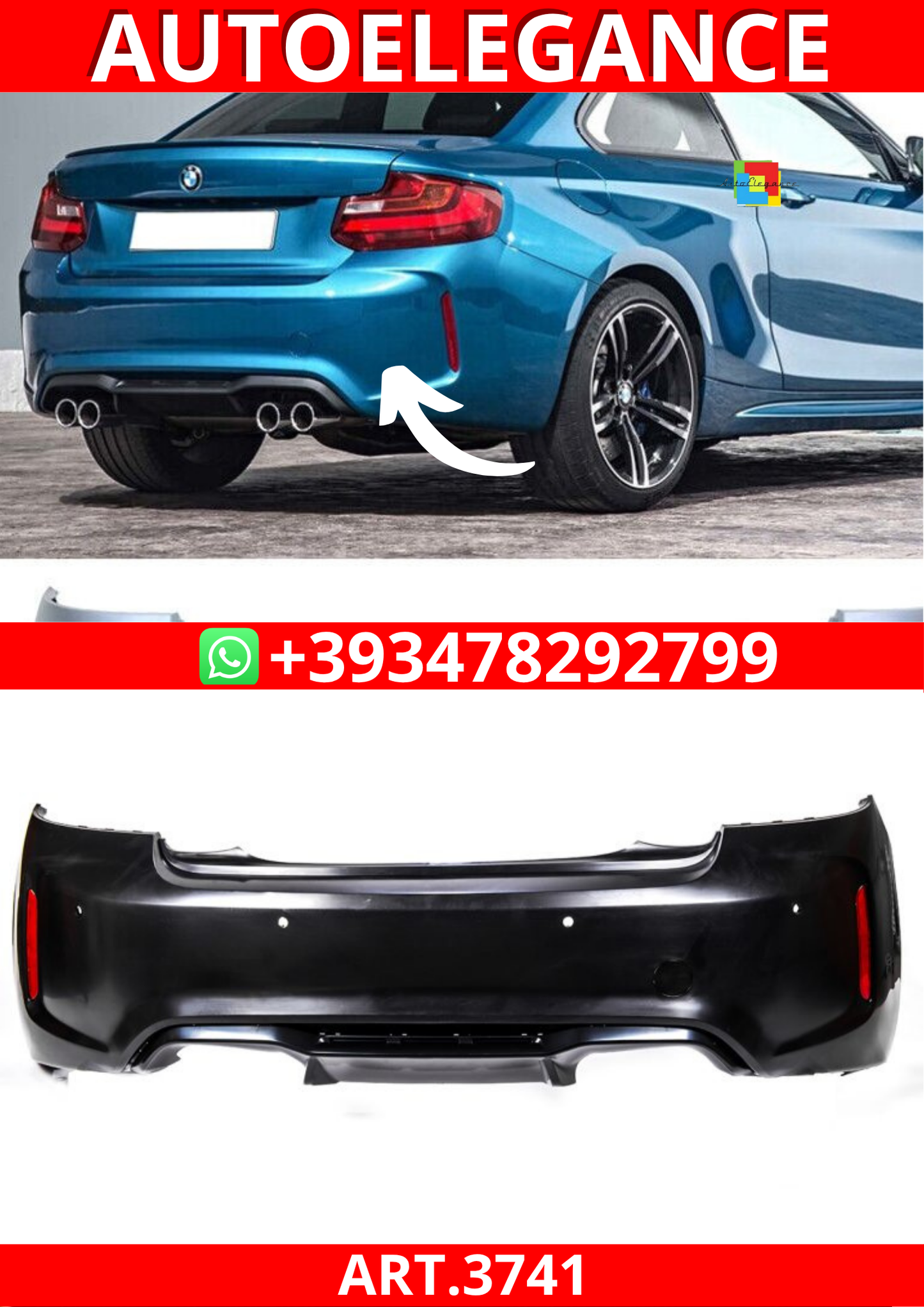 ART.3741 Paraurti posteriore M2 Look per Bmw 2 (F22, F23)2012+