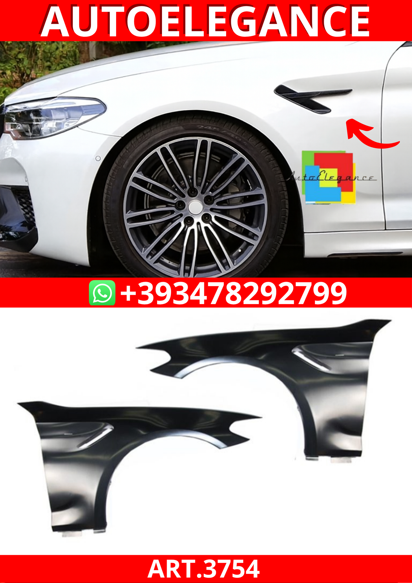 ART.3754    Set parafanghi anteriori M5 Look Steel Bmw 5 (G30, G31)2016-2023 (Copia)