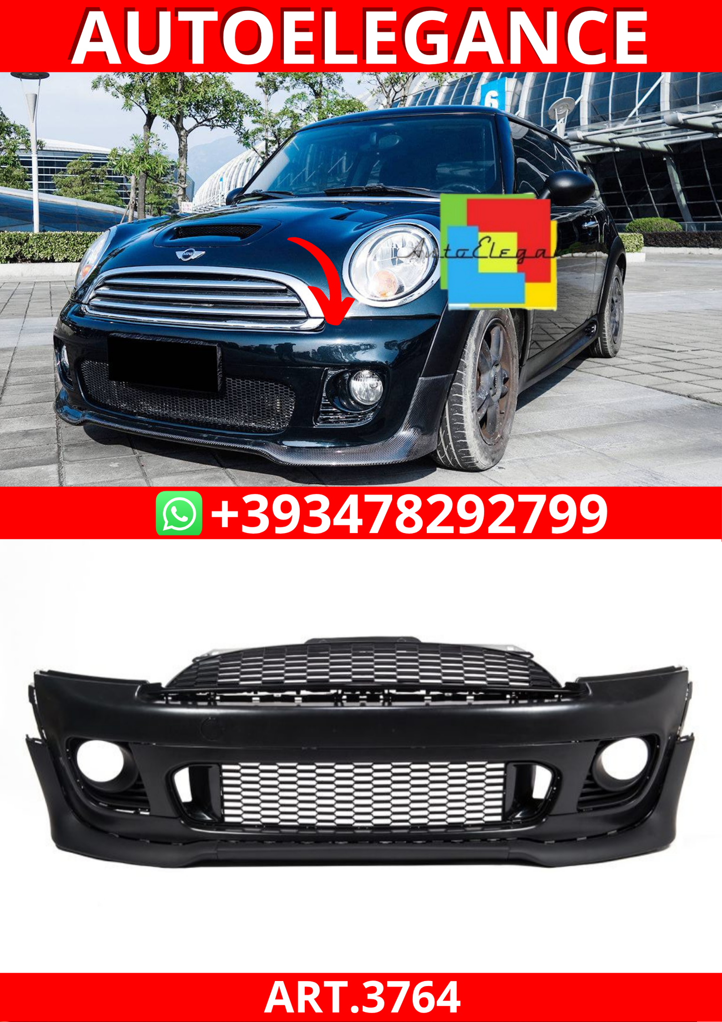 ART.3764  Paraurti anteriore JCW Look per MINI (R56) (2006-2013) Cooper S