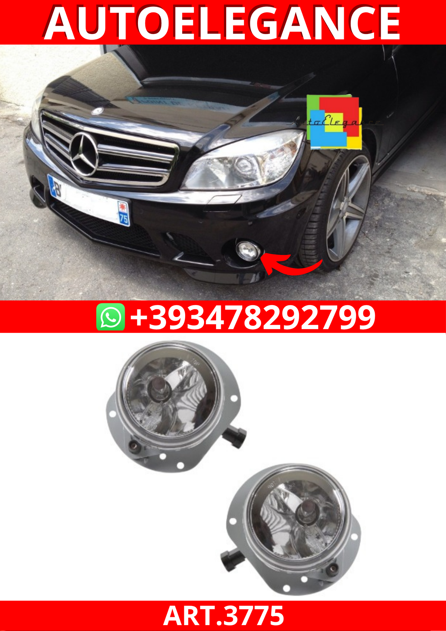 ART.3775  Set fendinebbia alogeni per Mercedes Classe C (W204)
