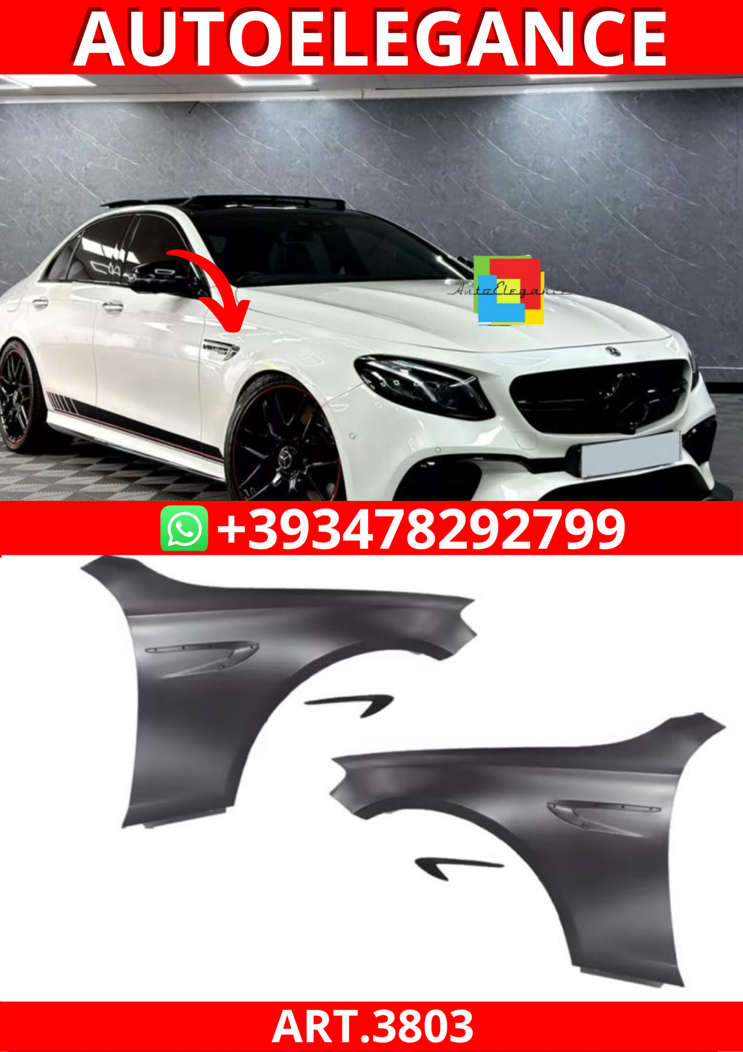 ART.3803 Parafanghi E63 AMG Look per Mercedes Classe E (W213) (2016-2023)