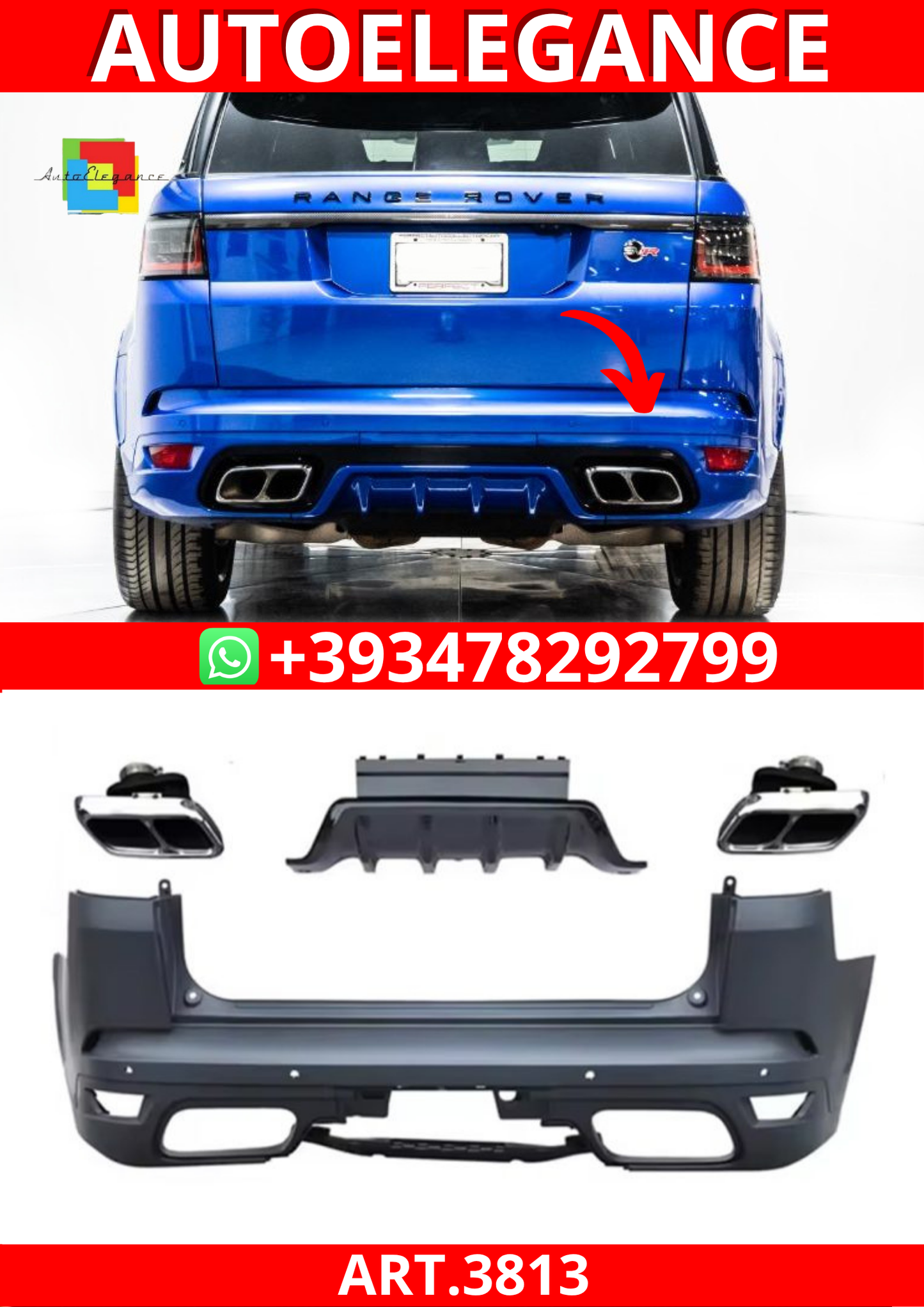 ART.3813 Paraurti Posteriori  SVR 2018+ Range Rover Sport L494 (2013-2021)