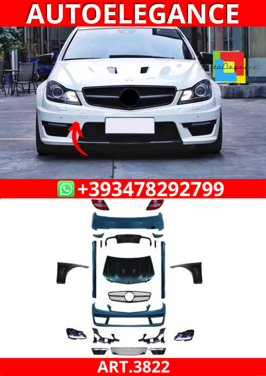 ART.3822 Bodykit per Mercedes Classe C (W204) 2008-2011 a C63 Facelift 2012