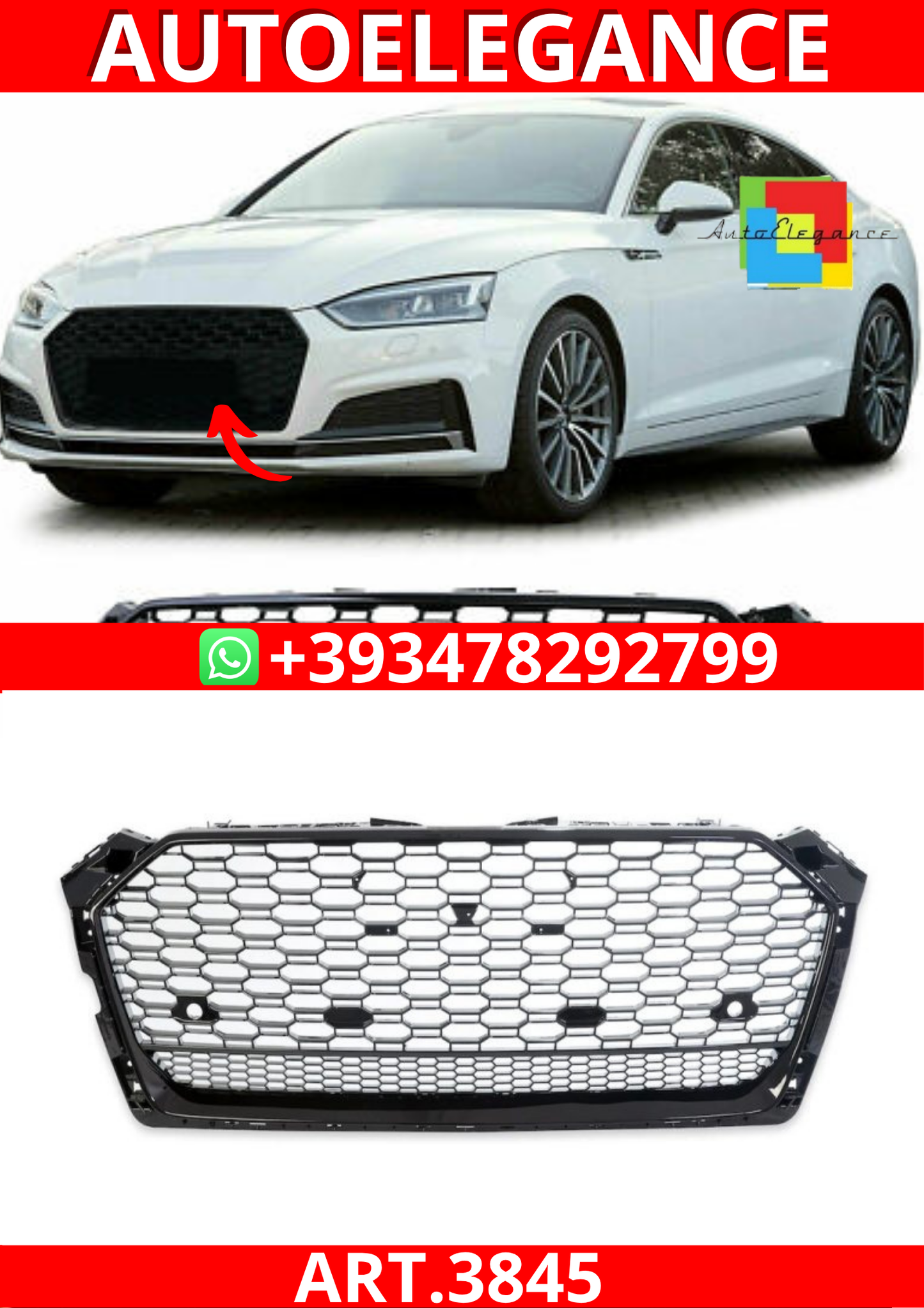 ART.3845 Griglia RS5 Look per Audi A5 (F5) Coupe Sportback (2016-2020)