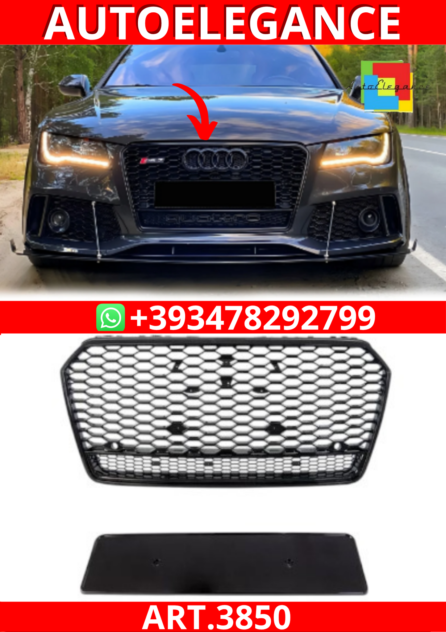 ART.3850   Griglia anteriore RS7 Look Audi A7 (4G)  (2014-2018)